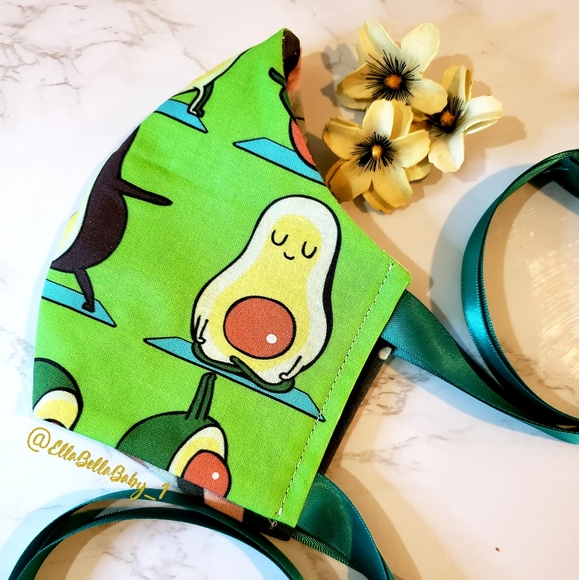 Avocados Doing Yoga Face Mask Cotton Filter Reuse - Picture 3 of 10